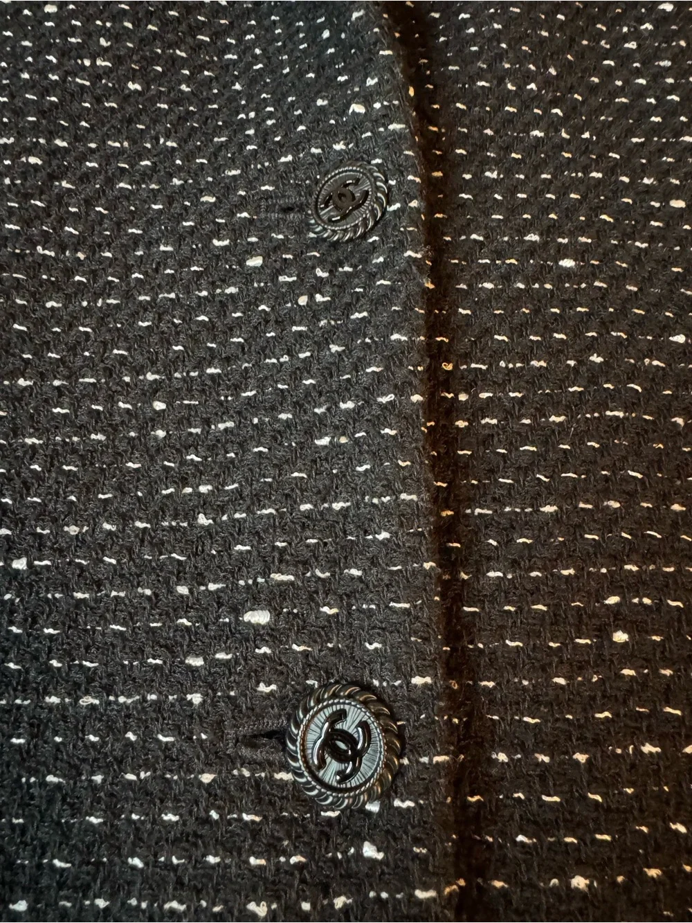 CHANEL Uniform Tweed CC Button Jacket Size 42